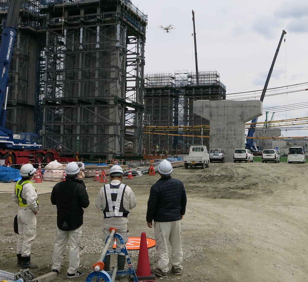 工事進捗状況をドローンにて撮影